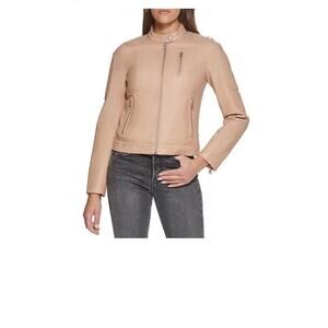 Levi’s Women’s Small Biker Jacket Banded Collar Color -biscotti 3 Pockets